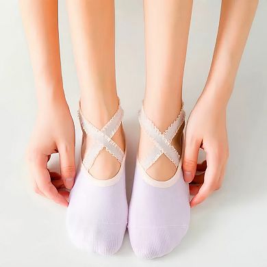 Yoga and Pilates Grip Sock and Fingerless Glove Set with Anti-Slip Design and Elastic Straps