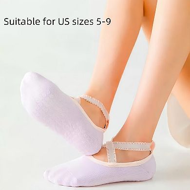 Yoga and Pilates Grip Sock and Fingerless Glove Set with Anti-Slip Design and Elastic Straps