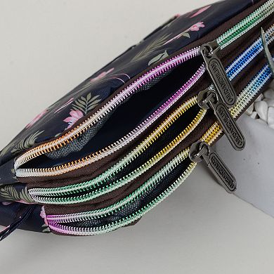 Women’s Floral Print Multi-Zip Nylon Wristlet Handbag