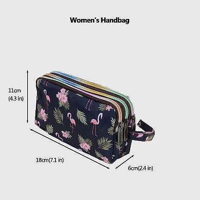Women’s Floral Print Multi-Zip Nylon Wristlet Handbag