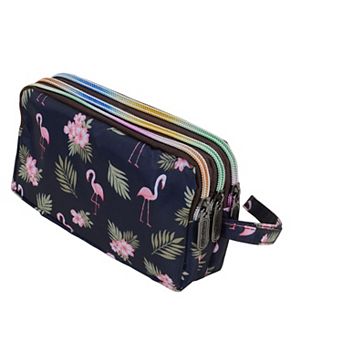 Women’s Floral Print Multi-Zip Nylon Wristlet Handbag