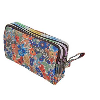 Women’s Floral Print Multi-Zip Nylon Wristlet Handbag