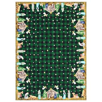 Christmas Buffalo Plaid Rug Machine Washable Rug with Rubber Backing Stain-Resistant Xmas Carpet