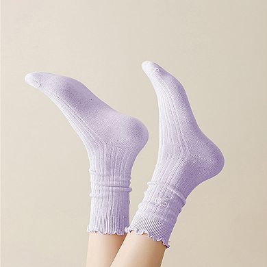 Women's Summer Ribbed Ankle Socks with Bow Embroidery Casual 5Pk