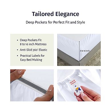 California Design Den Certified Luxury 100% Egyptian Cotton Deep Pocket Sheet Set - Crisp Percale