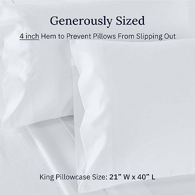 California Design Den Cooling Pillowcases Set of 2 - 500 Thread Count, Soft 100% Cotton Sateen