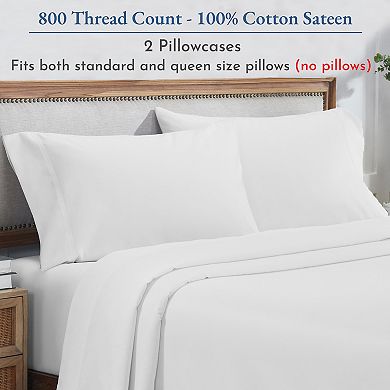 California Design Den Buttery Soft Pillowcases Set of 2 - Luxury 800 Thread Count 100% Cotton Sateen