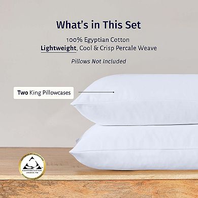 California Design Den Certified Luxury 100% Egyptian Cotton Percale Pillowcases Set of 2