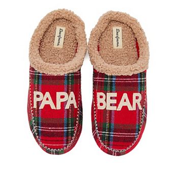Dearfoams Papa Bear Men's Slip-On Plaid Clog Slippers