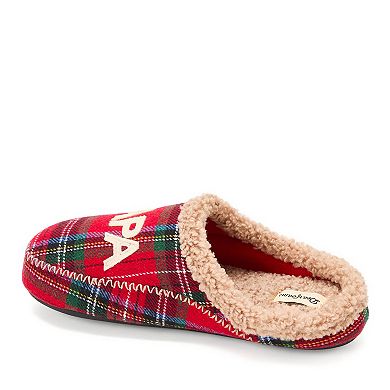 Dearfoams Papa Bear Men's Slip-On Plaid Clog Slippers