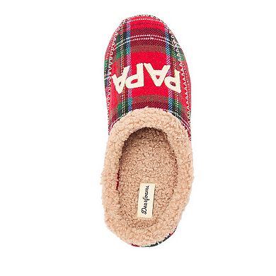 Dearfoams Papa Bear Men's Slip-On Plaid Clog Slippers
