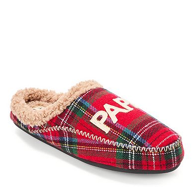 Dearfoams Papa Bear Men's Slip-On Plaid Clog Slippers