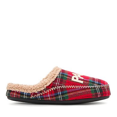 Dearfoams Papa Bear Men's Slip-On Plaid Clog Slippers