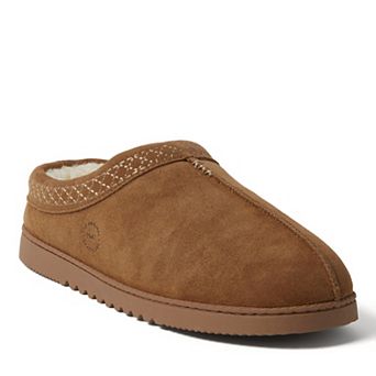 Dearfoams Dean Men's Genuine Suede Embroidered Clog Slippers