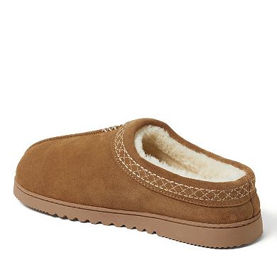 Dearfoams Dean Men's Genuine Suede Embroidered Clog Slippers
