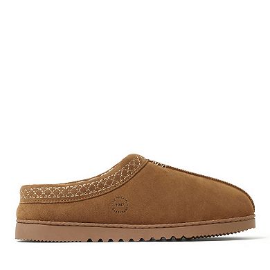 Dearfoams Dean Men's Genuine Suede Embroidered Clog Slippers