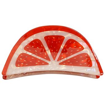 Emberly Pearlized Red Citrus Slice Claw Hair Clip