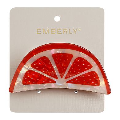 Emberly Pearlized Red Citrus Slice Claw Hair Clip