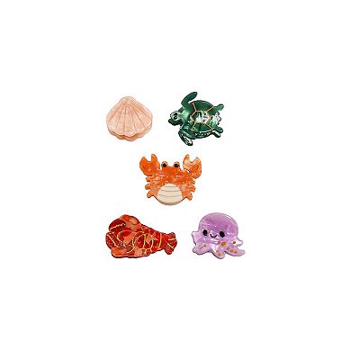 Emberly 5-Pk. Turtle, Lobster, Crab, Jellyfish Mini Claw Clips