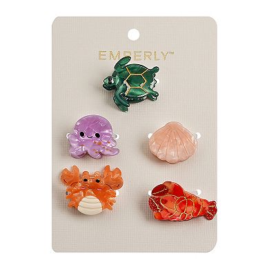 Emberly 5-Pk. Turtle, Lobster, Crab, Jellyfish Mini Claw Clips