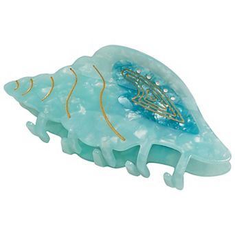 Emberly Aqua Pave Conch Shell Hair Claw Clip