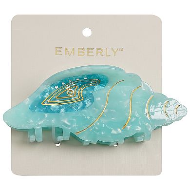 Emberly Aqua Pave Conch Shell Hair Claw Clip