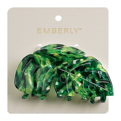 Emberly Green Leaf Hair Claw Clip