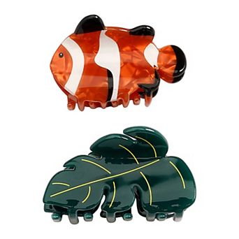 Emberly 2 pk Clown Fish & Leaf Claw Clips