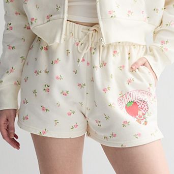 Juniors' Strawberry Shortcake Fleece Shorts
