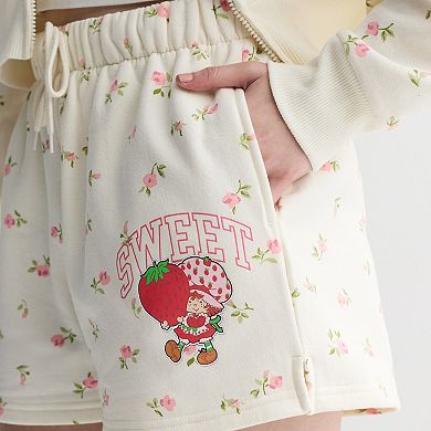 Juniors' Strawberry Shortcake Fleece Shorts