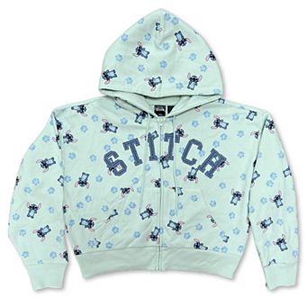 Juniors' Disney Stitch Long Sleeve Zip Hoodie