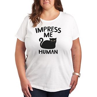Plus Size Cat Impress Me Human Graphic Tee