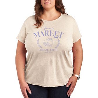 Plus Size Farmer's Market Organic Fruits Graphic Tee