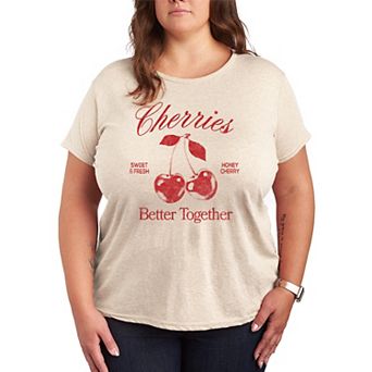 Juniors' Plus Size Cherries Better Together Graphic Tee