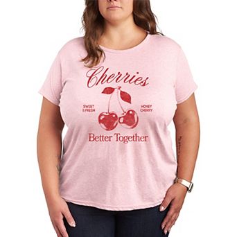 Juniors' Plus Size Cherries Better Together Graphic Tee