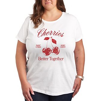 Juniors' Plus Size Cherries Better Together Graphic Tee
