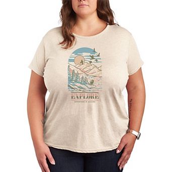 Plus Size Explore Adventure Is Calling Graphic Tee