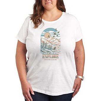 Plus Size Explore Adventure Is Calling Graphic Tee