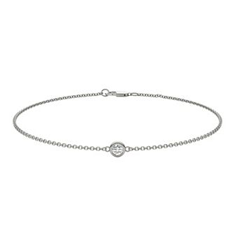 Charles & Colvard Sterling Silver Bezel-Set Lab-Created Moissanite Accent Bracelet