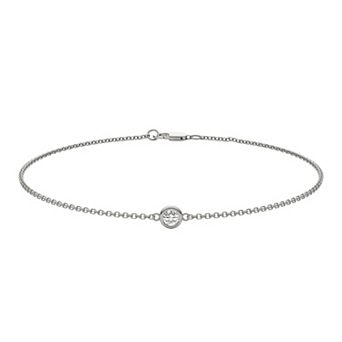 Charles & Colvard Sterling Silver Bezel-Set Lab-Created Moissanite Accent Bracelet