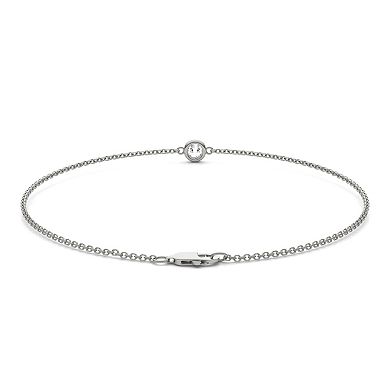 Charles & Colvard Sterling Silver Bezel-Set Lab-Created Moissanite Accent Bracelet