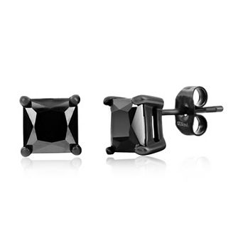 Men's Metallo Stainless Steel Cubic Zirconia Square Stud Earrings