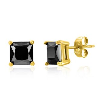 Men's Metallo Stainless Steel Cubic Zirconia Square Stud Earrings