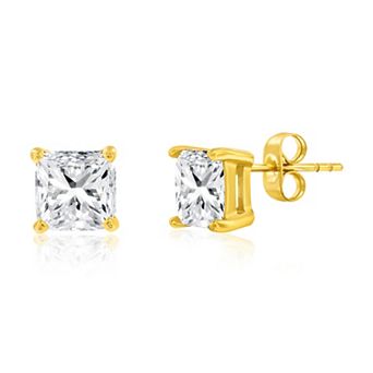 Men's Metallo Stainless Steel Cubic Zirconia Square Stud Earrings