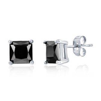 Men's Metallo Stainless Steel Cubic Zirconia Square Stud Earrings