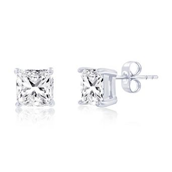 Men's Metallo Stainless Steel Cubic Zirconia Square Stud Earrings