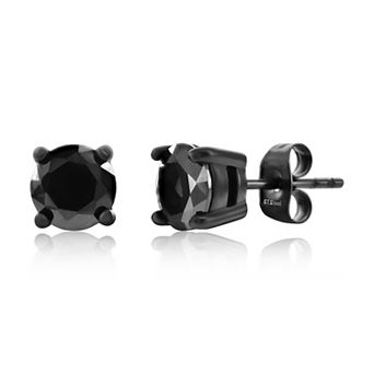 Men's Metallo Stainless Steel Cubic Zirconia Round Stud Earrings