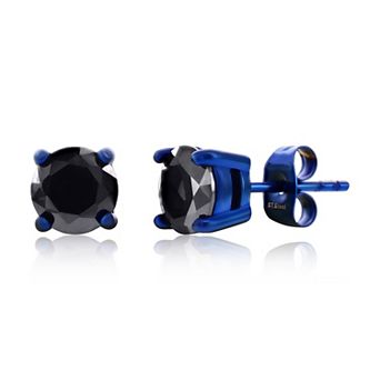 Men's Metallo Stainless Steel Cubic Zirconia Round Stud Earrings