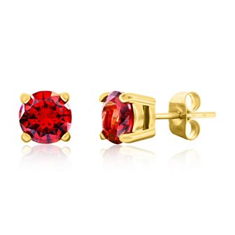 Men's Metallo Stainless Steel Cubic Zirconia Round Stud Earrings