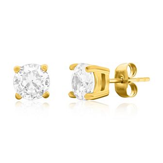 Men's Metallo Stainless Steel Cubic Zirconia Round Stud Earrings